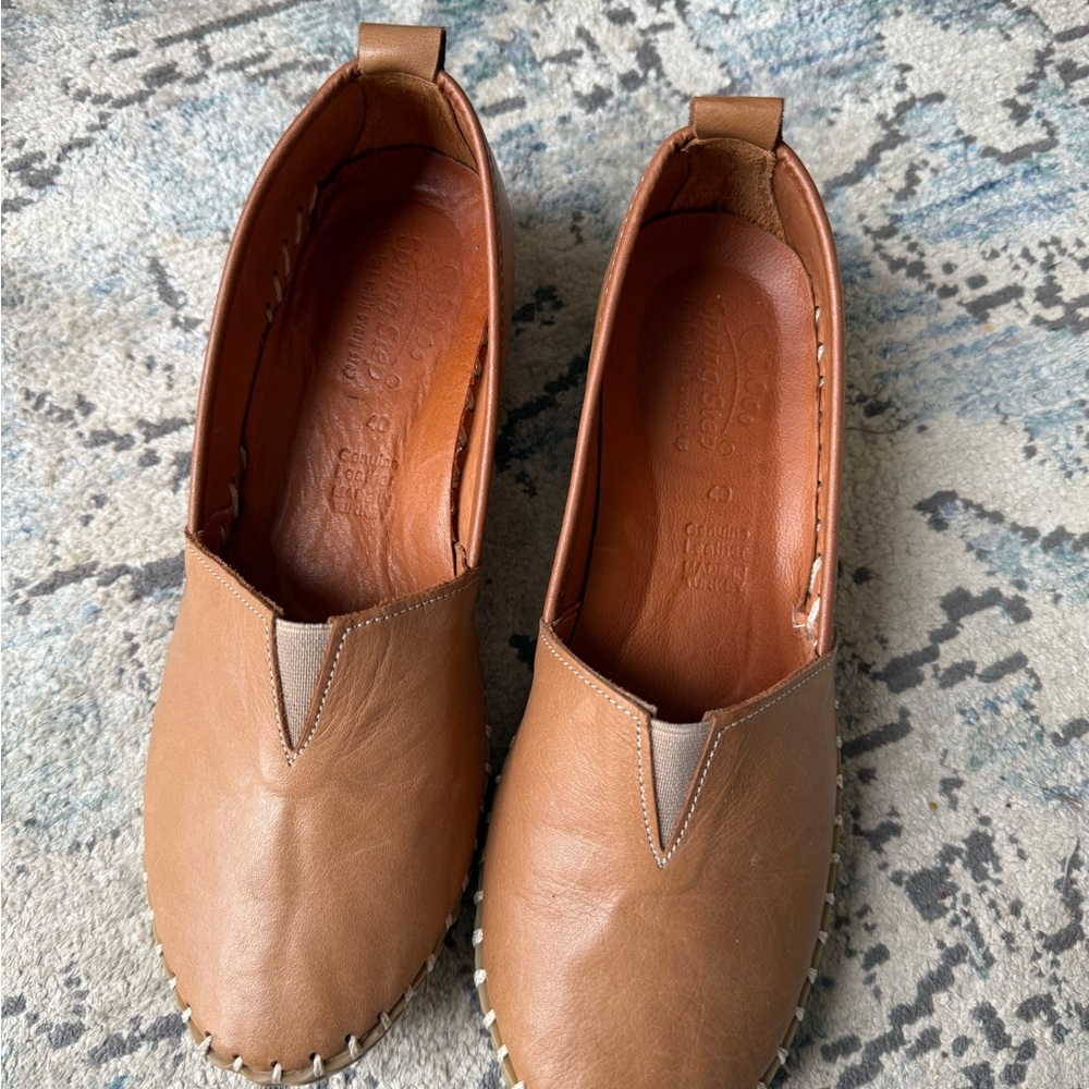 Tan Leather Slip-On Loafers